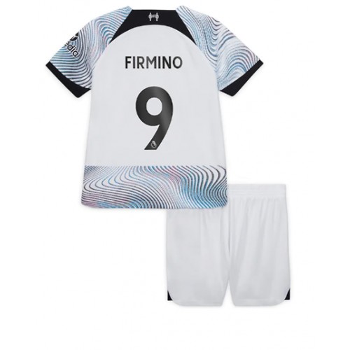 Liverpool Roberto Firmino #9 Bortedraktsett Barn 2022-23 Kortermet (+ Korte bukser) Liverpool Roberto Firmino #9 Bortedraktsett Barn 2022-23 Kortermet (+ Korte bukser)
